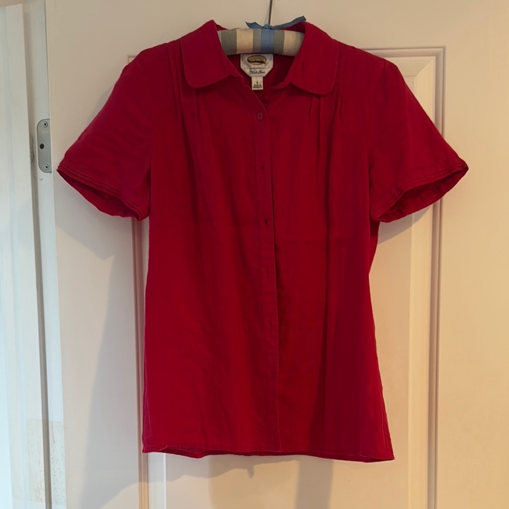 Talbots Red Button Down Shirt Classic Top